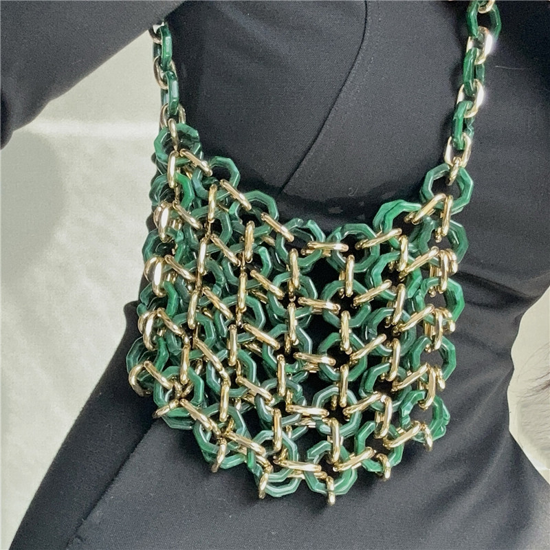 Women Bags Green - Green Metallic Hauberk Shoulder Bag Woven