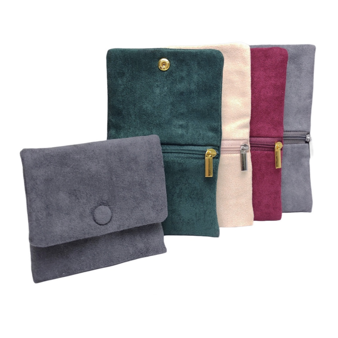 Women Bags Collection - Velvet Jewellery Pouch Snap Zipper Bracelet