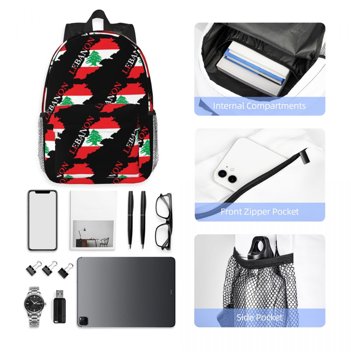 Lebanon Flag Map Backpack Hot  - Women Bags Lebanon recension och pris