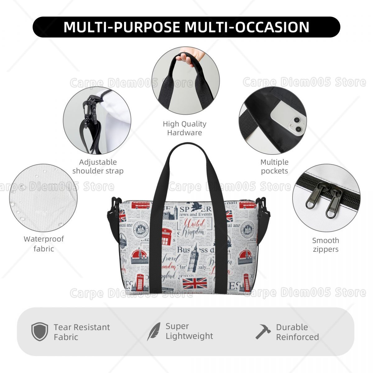 Vintage UK London Newspaper Tr - Women Bags In Uk recension och pris