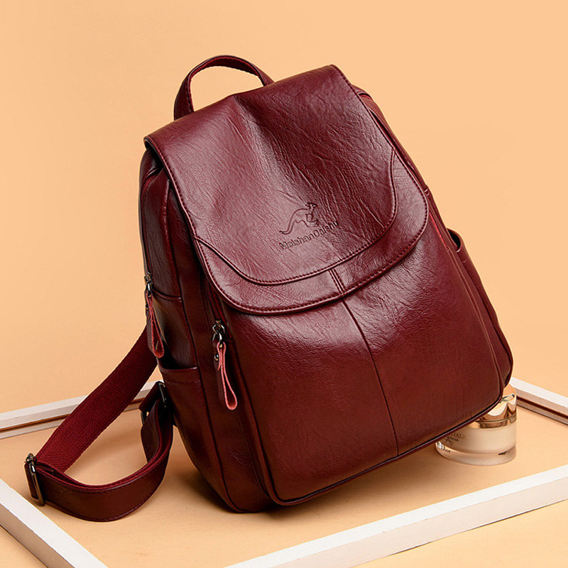 Vintage Soft Leather Backpack  - Women Bags White recension och pris