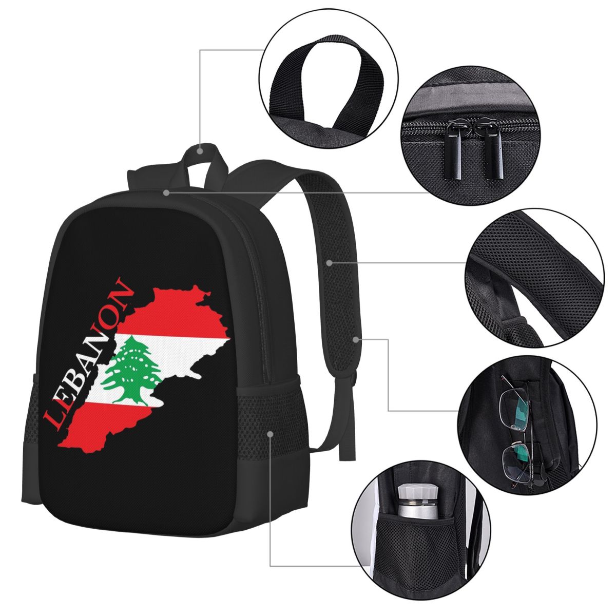 Lebanon Flag Map Student Backp - Women Bags Lebanon recension och pris