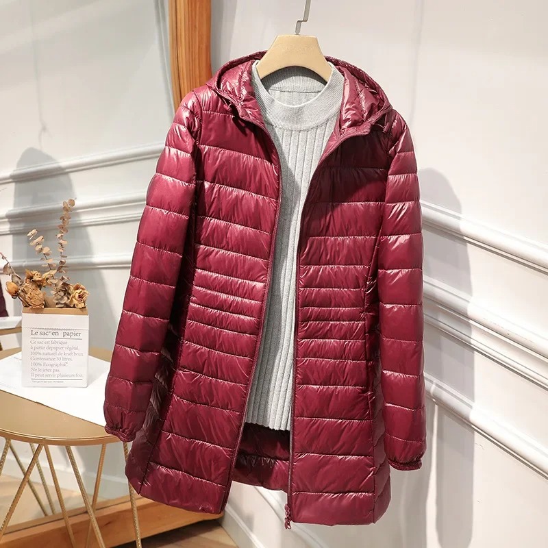 Female Long Down Jacket Light  - Women Bags White recension och pris