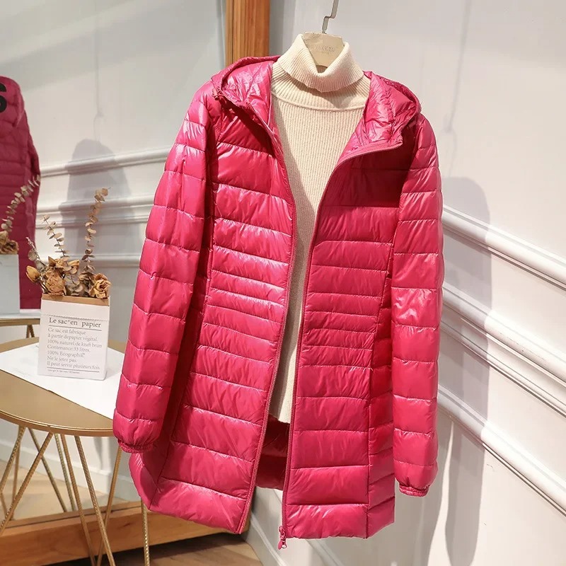 Female Long Down Jacket Light  - Women Bags White recension och pris