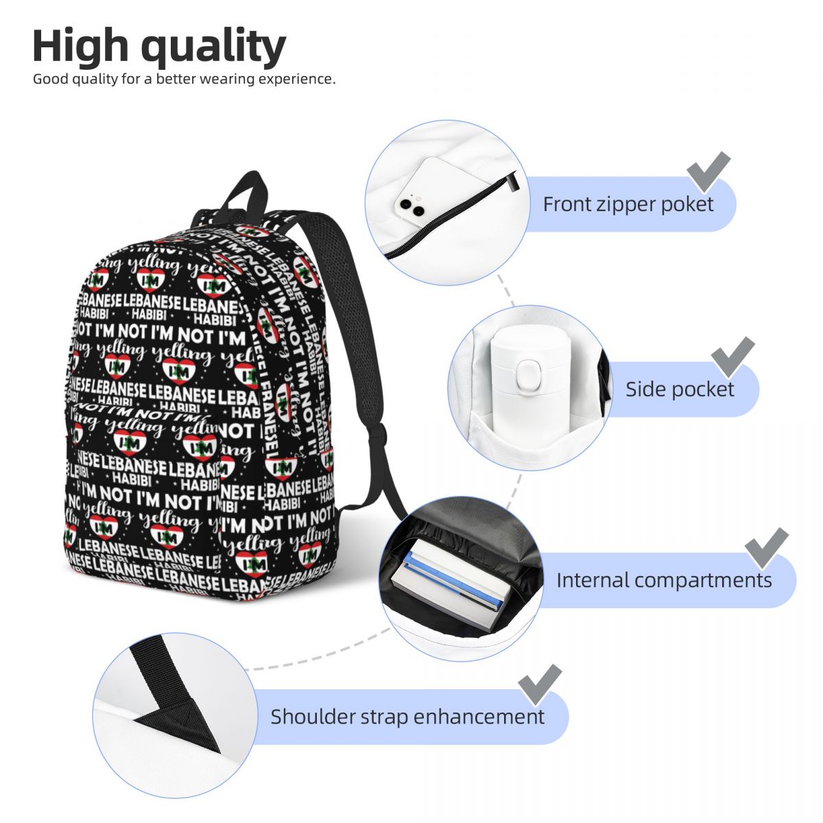 Lebanese Flag Lebanon Heritage - Women Bags Lebanon recension och pris