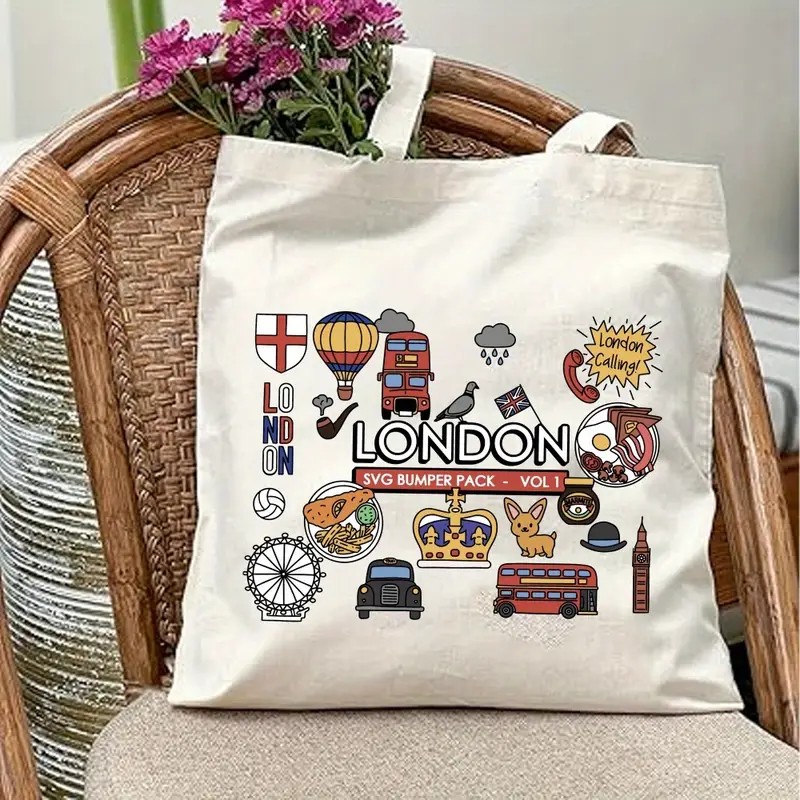 London UK Graphic Canvas Tote  - Women Bags In Uk recension och pris