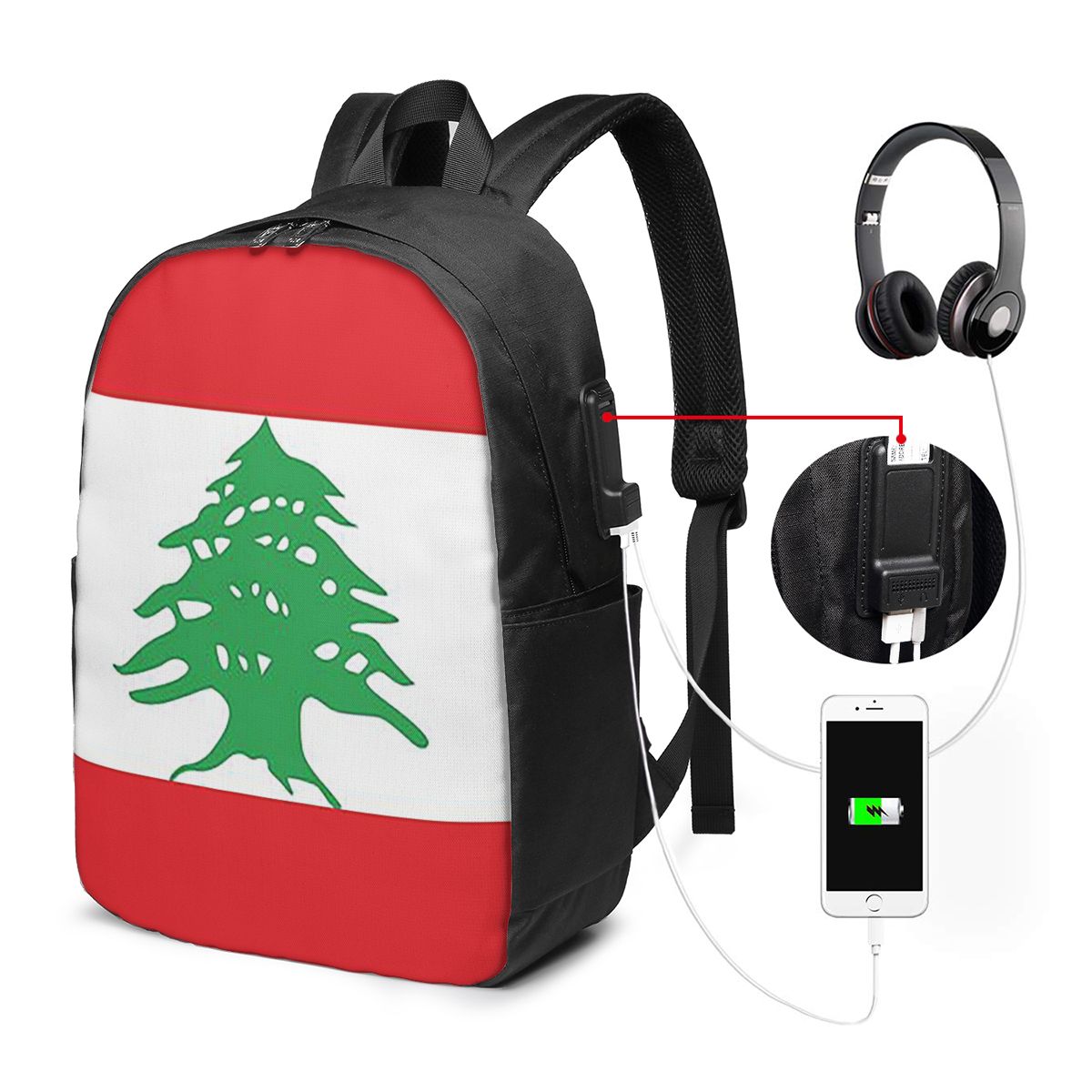 Flag Of Lebanon Backpack Trave - Women Bags Lebanon recension och pris
