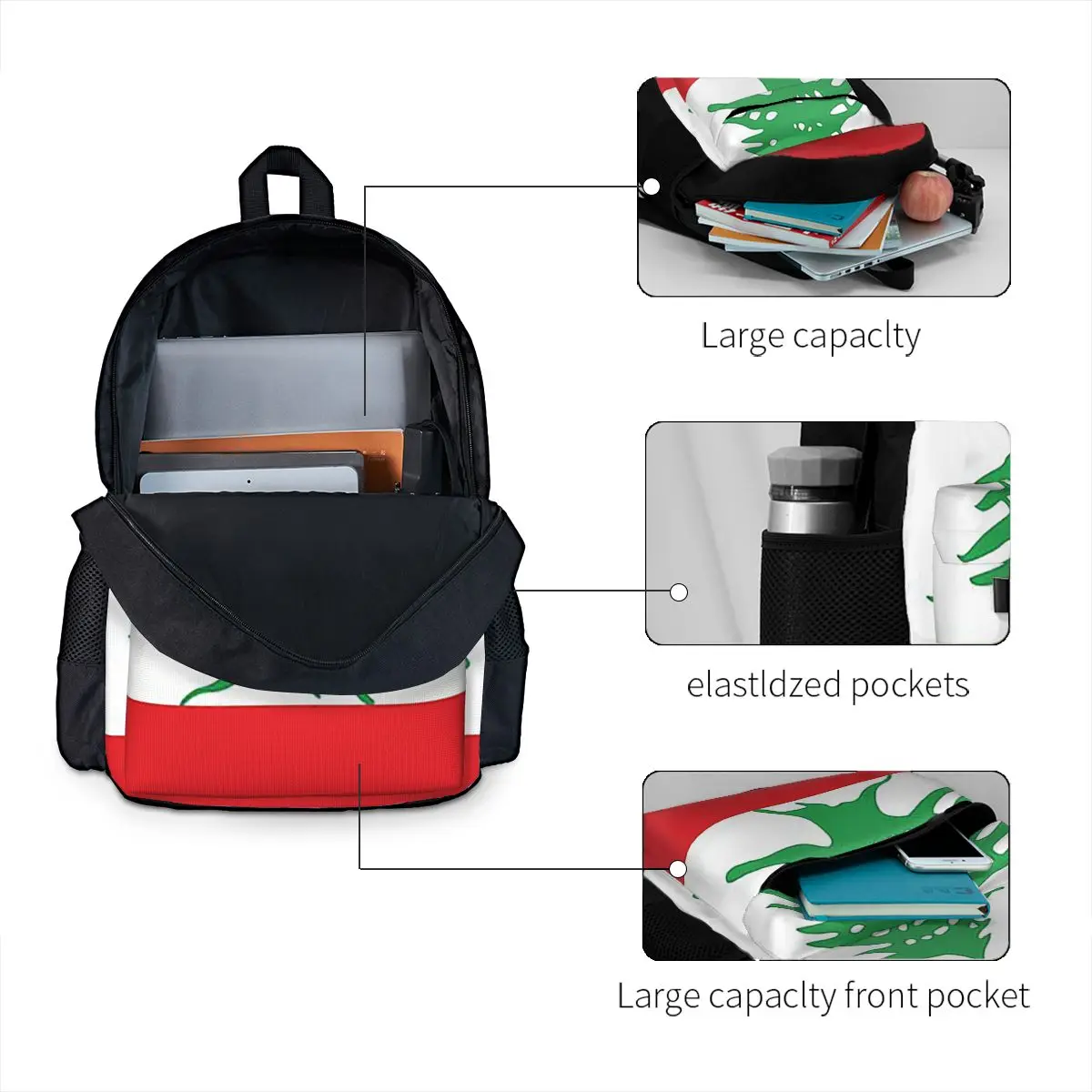 Flag Of Lebanon Student Backpa - Women Bags Lebanon recension och pris